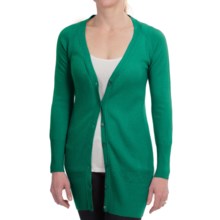 Brodie Long Fitted Cashmere Cardigan Sweater (For Women) in Summer Green - Closeouts