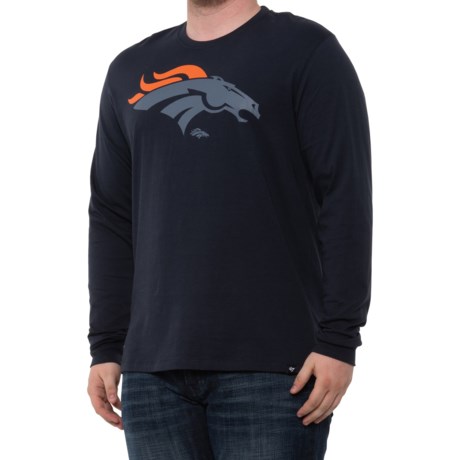 47Brand Broncos Pop Shadow Imprint T-Shirt- Long Sleeve (For Men) - FALL NAVY (XL )