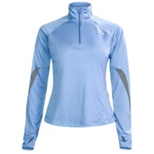 Brooks Essential Run Shirt - Zip Neck, Long Sleeve (For Women) in Powder - Closeouts