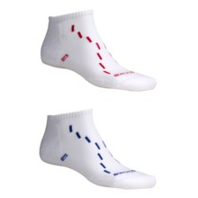 Brooks Essential Socks - 2-Pack, Low Cut (For Men and Women) in White W/ Various Color Logo - 2nds