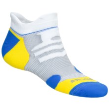 Brooks Infiniti Race Day Socks - Double Tab, Below-the-Ankle (For Men and Women) in White/Brooks Blue/Gail/Yellow - 2nds