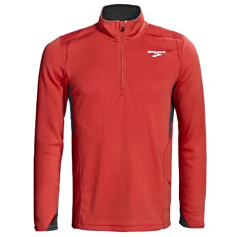 Brooks Podium II Pullover - Zip Neck, Midweight, Long Sleeve (For Men) in Power Red