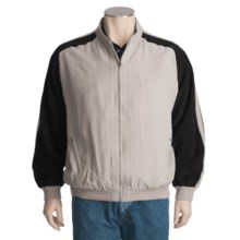 Bugatchi Uomo Casual Silk Jacket - Full Zip (For Men) in Stone - Closeouts