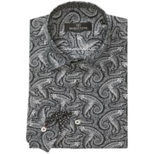 Bugatchi Uomo Cotton Sport Shirt - Long Sleeve (For Men) in Black/White Paisley - Closeouts