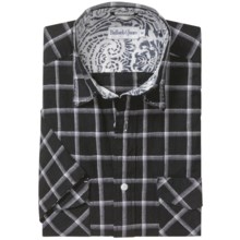 Bullock & Jones Cotton-Linen Sport Shirt - Short Sleeve (For Men) in Black Fancy Check - Closeouts