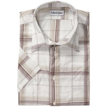 Bullock & Jones Cotton Shirt - Short Sleeve (For Men) in White/Tan Plaid - Closeouts
