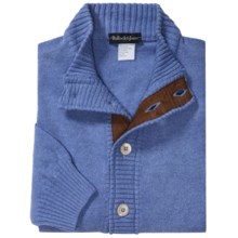 Bullock & Jones Merino Wool-Cashmere Cardigan Sweater - Suede Trim (For Men) in Blue - Closeouts