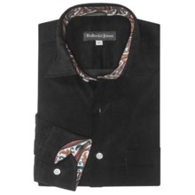 Bullock & Jones Paisley-Trimmed Corduroy Shirt - Long Sleeve (For Men) in Black - Closeouts