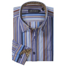 Bullock & Jones Winchester Stripe Shirt - Hidden Button Down, Long Sleeve (For Men) in Blue/Brown - Closeouts