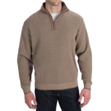 Bullock & Jones Wool-Cotton Sweater - Zip Mock Neck (For Men) in Tan - Closeouts