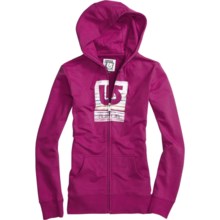 Burton Her Logo Fill Palette Stripes Hoodie Sweatshirt - Fleece, Full Zip (For Women) in Tart - Closeouts