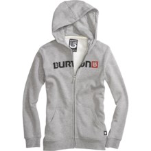 Burton Logo Horizontal Hoodie Sweatshirt - Full Zip (For Boys) in Heather Grey - Closeouts
