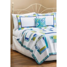 C & F Enterprises Cyan Square Patchwork Quilt - Twin in Cyan - Closeouts