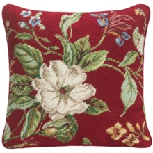 C & F Enterprises Magnolia Needlepoint Decor Pillow - 14x14” in Red - Closeouts