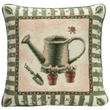 C & F Enterprises Needlepoint Decor Pillow - 14x14” in Watering Can - Closeouts