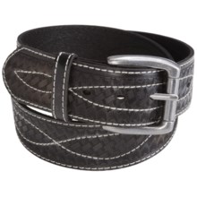 C-Red Vintage Belt - Embossed Tooled Leather (For Men) in Black - Closeouts