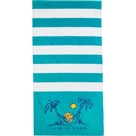 LIFE IS GOOD Cabana Dog Palm Beach Towel - 370 gsm, 36x68?, Blue - BLUE ( )