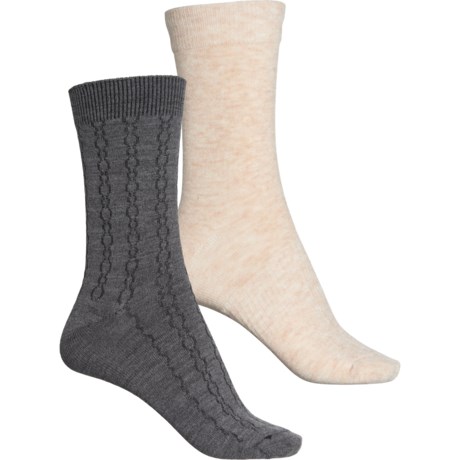 Born Cable-Knit Socks - 2-Pack, Merino Wool, Crew (For Women) - GREY (M )