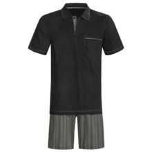 Calida Atlantic Polo Shirt Pajamas - Short Sleeve (For Men) in Black - Closeouts