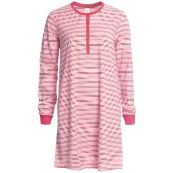 Calida Coral Reef Nightshirt - Single-Jersey Cotton, Long Sleeve (For Women) in Berry Pink