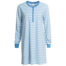 Calida Coral Reef Nightshirt - Single-Jersey Cotton, Long Sleeve (For Women) in Blithe Blue - Closeouts