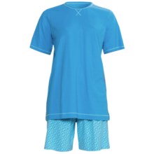 Calida Coral Reef Pajamas - Single-Jersey Cotton, Short Sleeve (For Women) in Blithe Blue - Closeouts