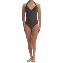 Calida Dune Halter Swimsuit - 1-Piece (For Women) in Black/Brown Zebra - Closeouts