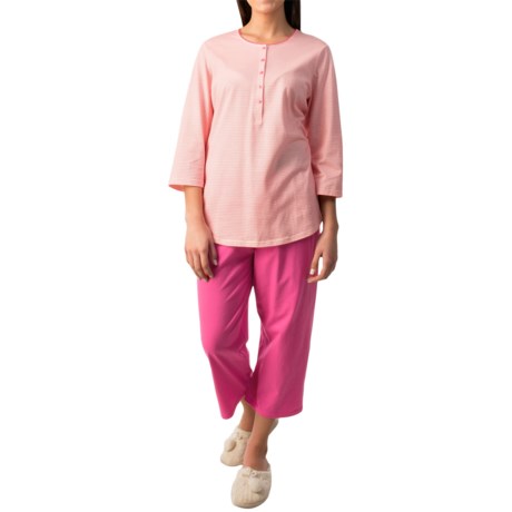 Calida Early Flower Pajamas Cotton Jersey, 3/4 Sleeve (For Women)