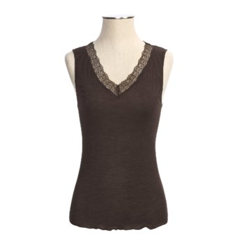 Calida Embrace Tank Top - Wool-Silk Rib (For Women) in Java