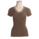 Calida Embrace V-Neck Shirt - Wool-Silk Rib, Short Sleeve (For Women)