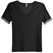 Calida Etude Trend Shirt - V-Neck, Short Sleeve (For Women) in Black - Closeouts