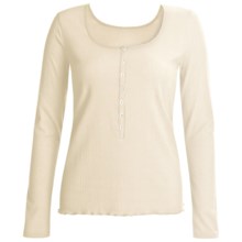 Calida Excelsior Henley Shirt - Stretch Cotton, Long Sleeve (For Women) in Snow White - Closeouts