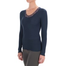 Calida Kirstin V-Neck Shirt - Wool-Silk, Long Sleeve (For Women) in Black Iris - Closeouts