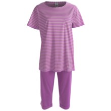 Calida Lavender Breeze Capri Pajamas - Cotton, Short Sleeve (For Women) in Violet - Closeouts