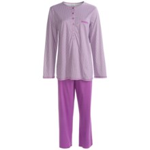 Calida Lavender Breeze Pants Pajama Set - Cotton, Long Sleeve (For Women) in Violet - Closeouts