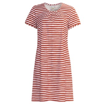 Calida Morning Glow Nightshirt - Interlock Cotton, Short Sleeve (For Women) in Hip Red