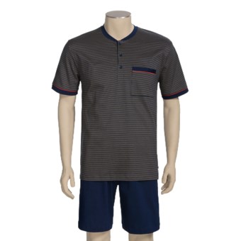 Calida Ocean View Pajamas - 3-Button, Short Sleeve (For Men) in Dark Blue