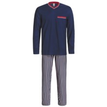 Calida Off Shore Pajamas - V-Neck, Long Sleeve (For Men) in Navy - Closeouts