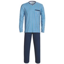Calida Off Shore Pajamas - V-Neck, Long Sleeve (For Men) in Pool - Closeouts