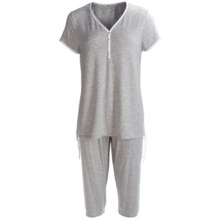 Calida Opium Capri Pajamas - Stretch Micromodal®, Short Sleeve (For Women) in Stonewash Mele - Closeouts