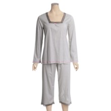 Calida Portofino Cotton Capri Pajamas - Lightweight, Long Sleeve (For Women) in Brick - Closeouts