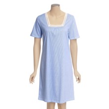 Calida Portofino Night Gown - Interlock Cotton, Short Sleeve (For Women) in Regatta - Closeouts