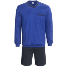 Calida Pure Cotton Interlock Shorts Pajamas - Long Sleeve (For Men) in Lazurite - Closeouts