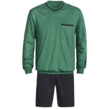 Calida Pure Cotton Interlock Shorts Pajamas - Long Sleeve (For Men) in Valley - Closeouts