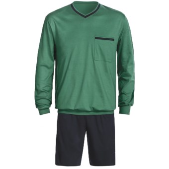 Calida Pure Cotton Interlock Shorts Pajamas - Long Sleeve (For Men) in Valley