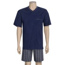 Calida Regatta Pajamas - V-Neck, Short Sleeve (For Men) in Navy - Closeouts