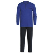 Calida Relax Pajamas - Heavy Interlock Cotton, Long Sleeve (For Men) in Lazurite - Closeouts