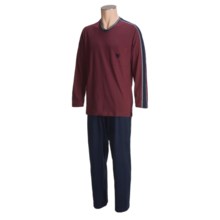 Calida Reset Cotton Knit Pajamas - V-Neck, Long Sleeve (For Men) in Zinfandel - Closeouts