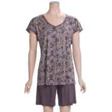 Calida Sea Weed Short Pajamas - Micromodal®, Short Sleeve (For Women) in Vintage Violet - Closeouts
