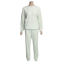 Calida Soft Cotton Terry Cloth Pajamas - Long Sleeve (For Women) in Linden Green - Closeouts